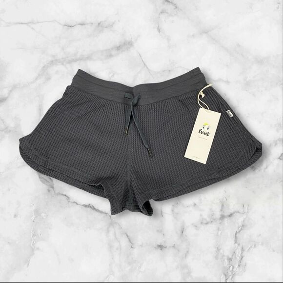 Feat Women’s TreeCell Waffle Shorts Gray Drawstring Size Small NWT - Picture 1 of 13